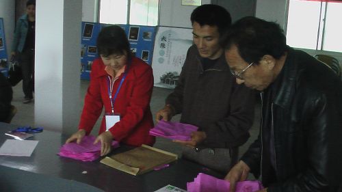 工作人员在认真计票