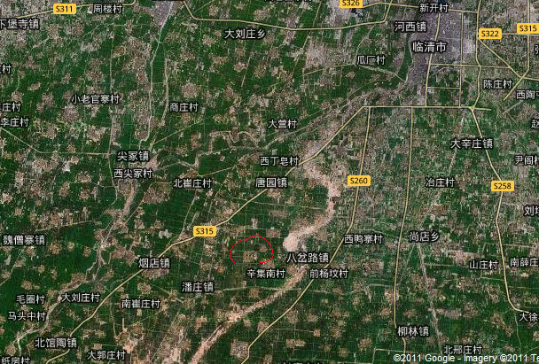 S315孙寨水厂向南2公里，S620八岔路镇向西2公里。