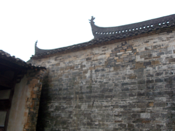 这后殿屋脊的鳌檐被雷击坏，不久才修复的。